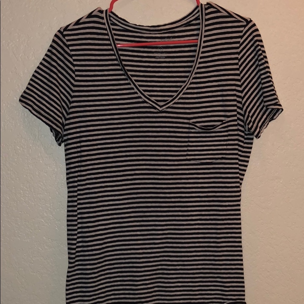 Striped V-neck
